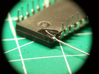 new leg soldered onto IC