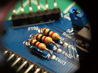 factory supplied 1k Ohm resistors on pcb