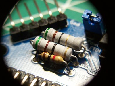 New resistors installed on pcb