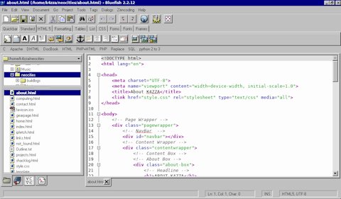 screenshot of Bluefish editor