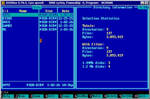 screenshot of Norton commander