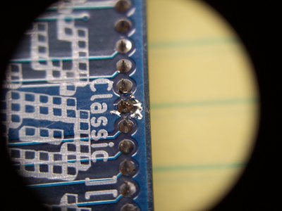closeup of ugly solder joint